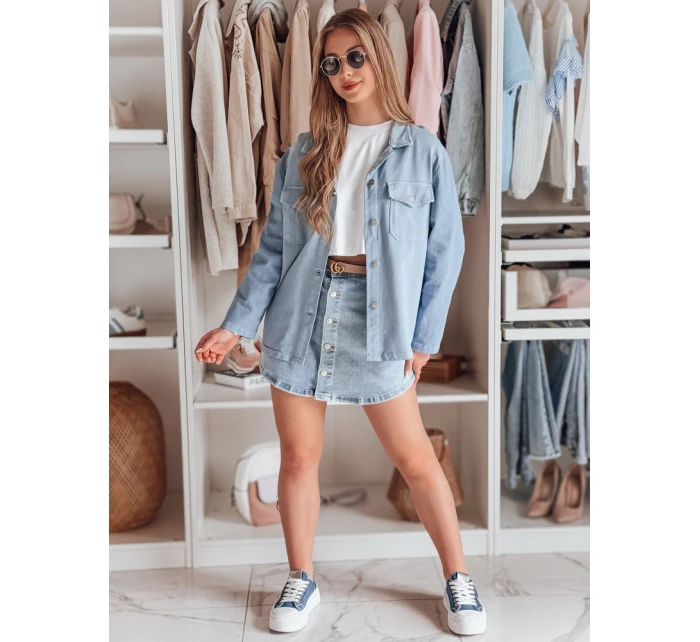 Dámská košilová bunda OVERBOR modrá FashionStreet TY4887 Dámská košilová bunda OVERBOR modrá FashionStreet TY4887