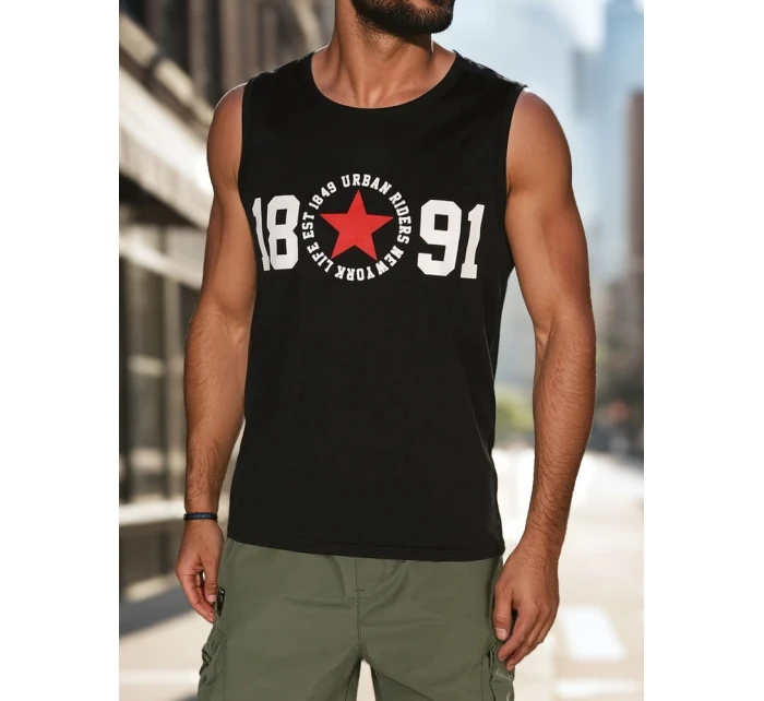 Pánská košile bez rukávů černá FashionStreet RX5652 Pánská košile bez rukávů černá FashionStreet RX5652