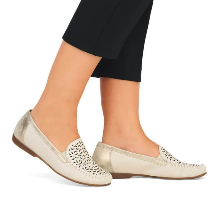 Kožené pohodlné polobotky Rieker W RKR658 beige