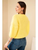 Svetr dámský z mohéru s krátkým rukávem žlutý Svetr dámský z mohéru s krátkým rukávem žlutý
