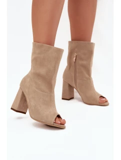 Semišové Boty Na Podpatku S Béžové Zazoo model 21704113 - Boto