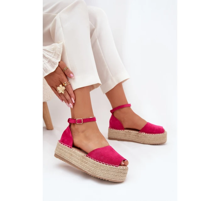 Dámské espadrilky na platformě s pletením fuchsie model 21704459 - Boto Dámské espadrilky na platformě s pletením fuchsie model 21704459 - Boto