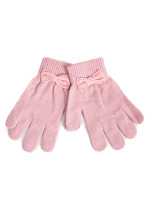 Dívčí pětiprsté rukavice s mašlí model 18971410 Pink - Yoclub