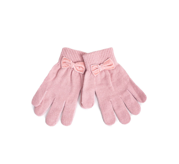 Dívčí pětiprsté rukavice s mašlí model 18971410 Pink - Yoclub