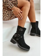 Dámské Kotníkové Boty Na Nízkém Podpatku S Přezkami Černé Zudra Dámské Kotníkové Boty Na Nízkém Podpatku S Přezkami Černé Zudra