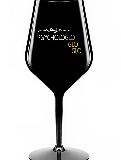 MOJA PSYCHOLOGLOGLOGLO- čierny nerozbitný pohár na víno 470 ml