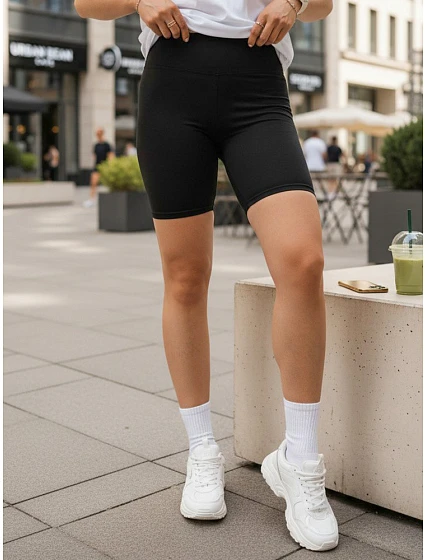 Dámské cyklistické šortky s vysokým pasem černé FashionStreet SY0573 Dámské cyklistické šortky s vysokým pasem černé FashionStreet SY0573