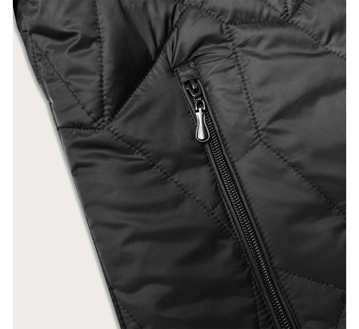 Černá dámská plus size bunda s odepínací kapucí model 20991188 - J.STYLE Černá dámská plus size bunda s odepínací kapucí model 20991188 - J.STYLE