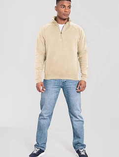 Fruit of the Loom Iconic Premium Zip Neck Sweat Těžká mikina s 1/4 zipem 16.2288 desert sand