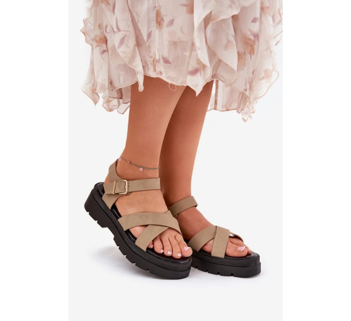 Dámské sandály na platformě z eko kůže khaki Gevinniser Dámské sandály na platformě z eko kůže khaki Gevinniser