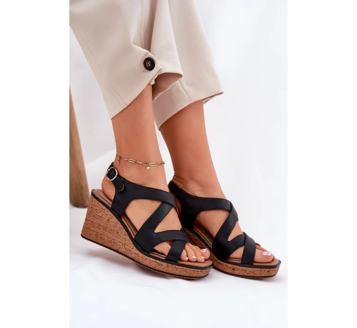 Dámské Sandály Na Klínu Sergio Leone SK223 Černé