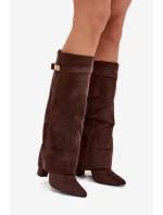 Kozačky Eko Podpatky Na Zip Zateplené  Čokoládové model 21704760 - Boto