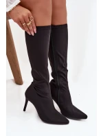 dámské kozačky na jehlovém podpatku  Černé model 21713571 - S.Barski