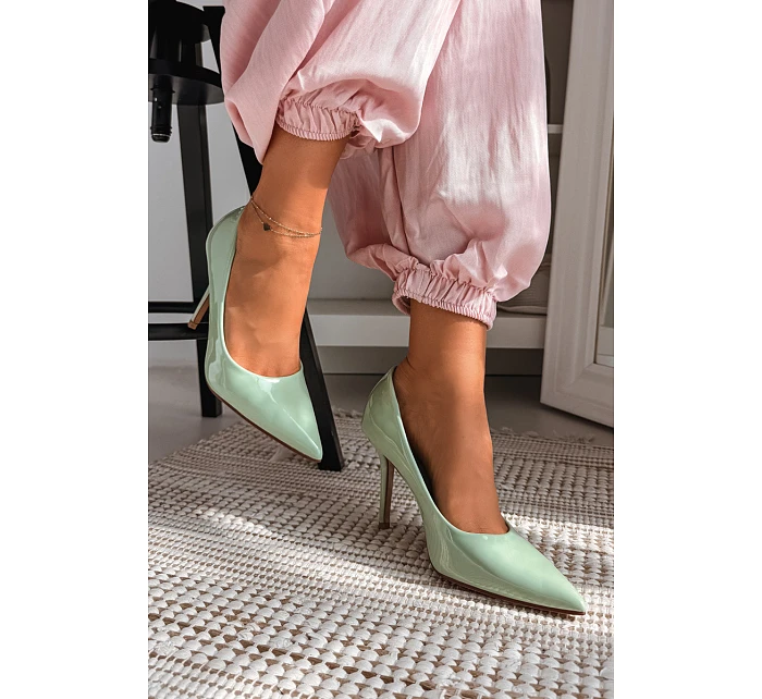 Klasické lakované lodičky z imitace kůže Zelené Odira