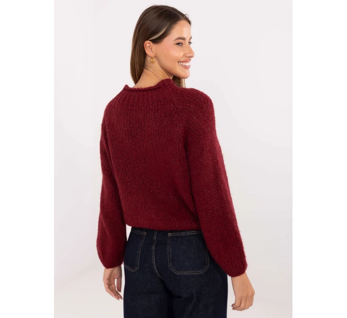 Sweter MI SW model 21421342 bordowy - FPrice Sweter MI SW model 21421342 bordowy - FPrice