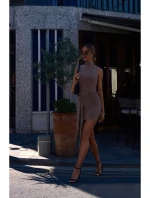 model 20970460 Mini šaty s vázáním vpředu béžové - Moe