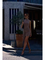 M841 Mini šaty s vázáním vpředu - béžové