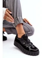 Dámská kožená sportovní obuv na platformě Zazoo Black Dámská kožená sportovní obuv na platformě Zazoo Black