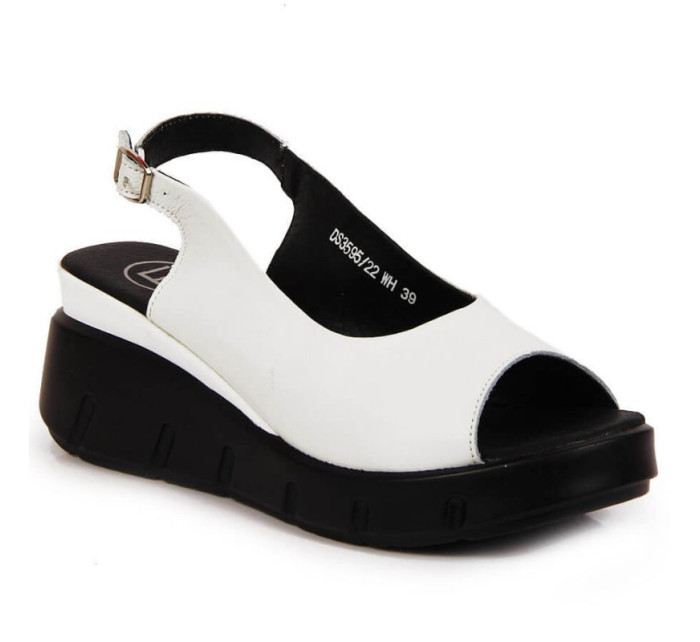 Dámské kožené sandály PAW360A / DS3594 Bílo-černá - Filippo