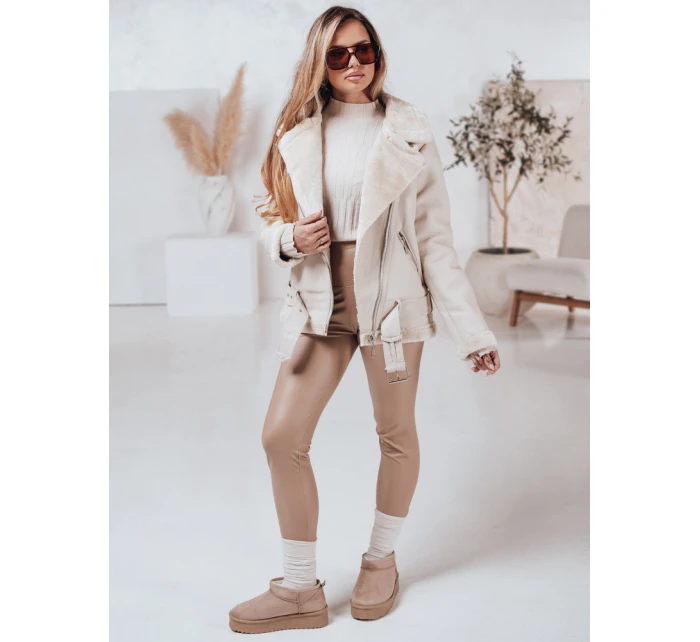 Dámská kožená bunda s ovčí kůží NORFDIMA bílá FashionStreet TY4735