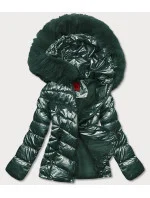 KRÓTKA KURTKA DAMSKA Z FUTERKIEM ZIELONA model 21244622 - YES!PINK