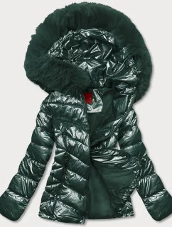 KRÓTKA KURTKA DAMSKA Z FUTERKIEM ZIELONA model 21244622 - YES!PINK