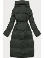 Dámská zimní přeložená obálková bunda v army barvě (5M737-136)