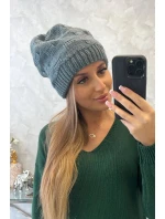 Dámská čepice tmavě šedá model 18752357 - K-Fashion Dámská čepice tmavě šedá model 18752357 - K-Fashion
