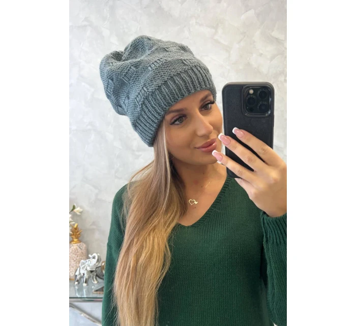 Dámská čepice tmavě šedá model 18752357 - K-Fashion Dámská čepice tmavě šedá model 18752357 - K-Fashion