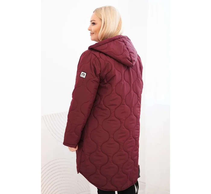 Dámská zimní prošívaná bunda Plus Size s kapucí švestková