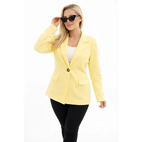 Dámská viskózová sako Plus Size s dlouhým rukávem a límcem žlutá