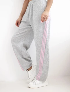 Dámské máslové kalhoty z viskózy s lampasem šedé