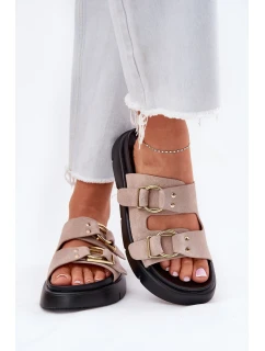 Dámské Sametové Sandały S Dekorativními Přezkami Big Star RR274659 Světle Růžové