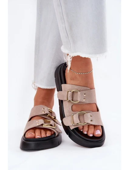 Dámské Sametové Sandały S Dekorativními Přezkami Big Star RR274659 Světle Růžové Dámské Sametové Sandały S Dekorativními Přezkami Big Star RR274659 Světle Růžové