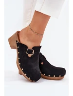 Dámské Pantofle Na Podpatku S Přezkou Černé model 21700144 - Boto