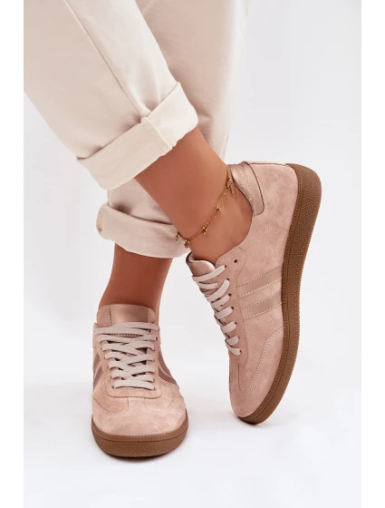 Zazoo N1068 Semišové Nízké Dámské Tenisky Špinavě Růžové