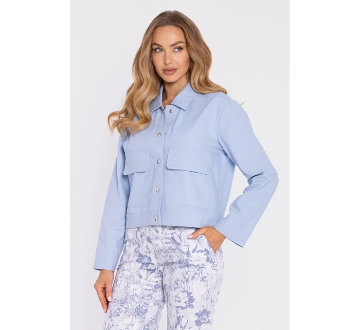 bunda na knoflíky s klopami světle modrá model 22040633 - Moe