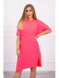 Oversize šaty růžové neonové