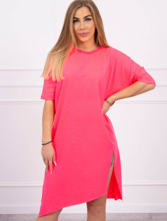 Oversize šaty růžové neonové