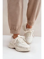 Dámské tenisky s odřením na platformě béžové Seladwen