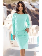 Teplákové šaty s kapsami 189-12 mint - Numoco Teplákové šaty s kapsami 189-12 mint - Numoco