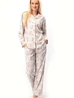 Dámské pyžamo LNS 567 B25 long/r béžové - Key