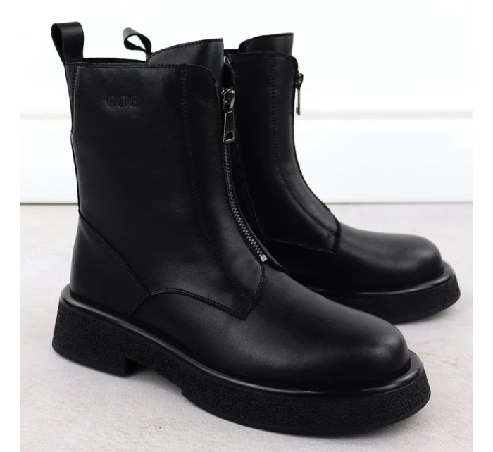 Dámské kožené boty Goe černé SS2N4145 Dámské kožené boty Goe černé SS2N4145