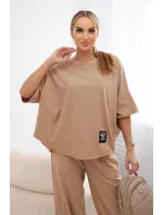 Bavlněný komplet halenka + kalhoty Velbloud Bavlněný komplet halenka + kalhoty Velbloud
