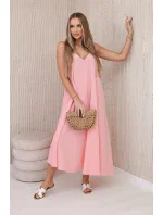 Mušelínové šaty na ramínka meruňka