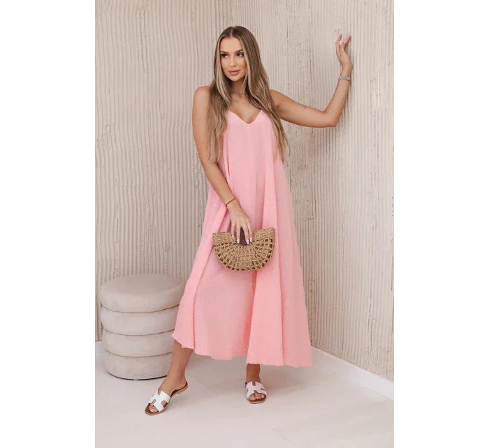 Mušelínové šaty na ramínka meruňka