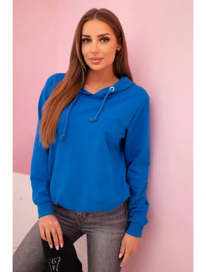 Dámská mikina z bavlny s kapucí a kapsami model 21193134 - K-Fashion