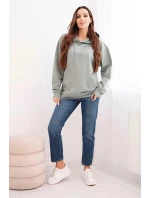 Dámská mikina s kapucí a klokankou z bavlny tmavě mátová