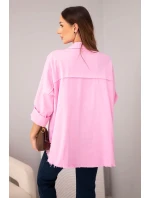 Dámská bavlněná košile s kapsami jasně růžová
