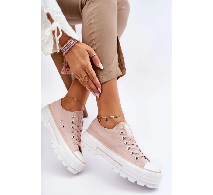 Látkové tenisky na platformě Big Star model 21610266 Nude - Big Star Shoes Látkové tenisky na platformě Big Star model 21610266 Nude - Big Star Shoes